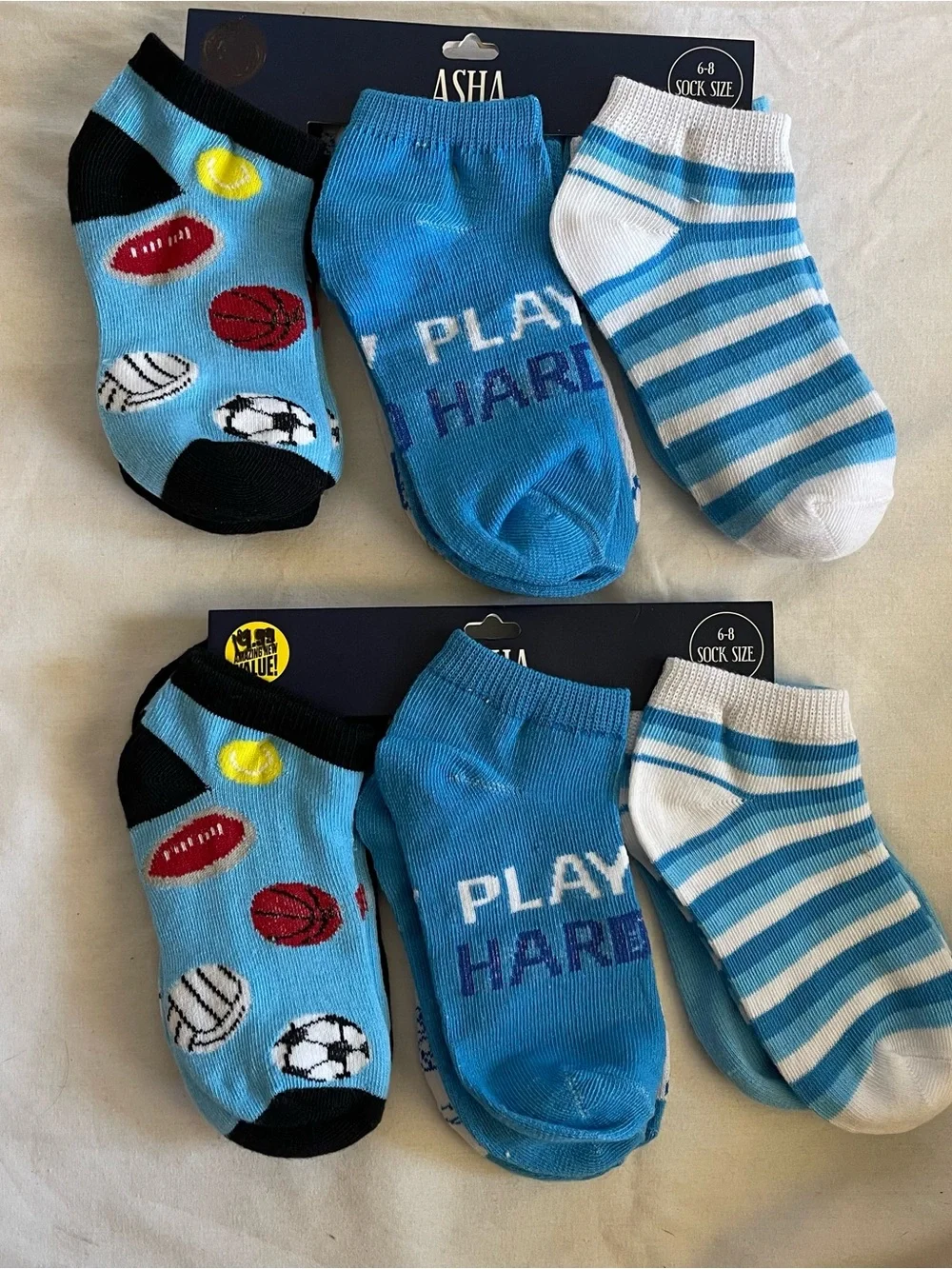12 Pair kids no-show Socks Size 4-6, Shoe Size 2-4T boys/unisex Sports Design